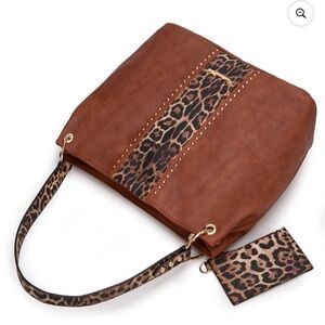 🆕 Montana West | Leopard Print Hobo Bag Vegan Leather 2 Pieces